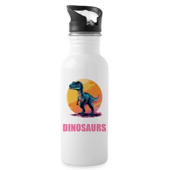 Dino Dinosaur Dinosaur - Water bottle with straw - white - Right