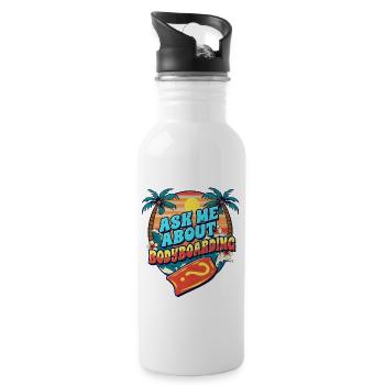 Bodyboarder Ask Me About Bodyboarding - Water bottle with straw - white - Right