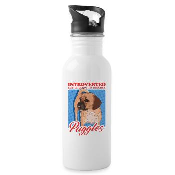 Cadeau pour propriétaire de chien Puggle Dogs - Gourde avec paille intégrée - blanc - Droite