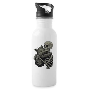 Wombat Skeleton Liebe  - Trinkflasche mit integriertem Trinkhalm - Weiß - Rechts