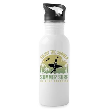 Sommer Surfer im Blue Paradise - Trinkflasche mit integriertem Trinkhalm - Weiß - Rechts
