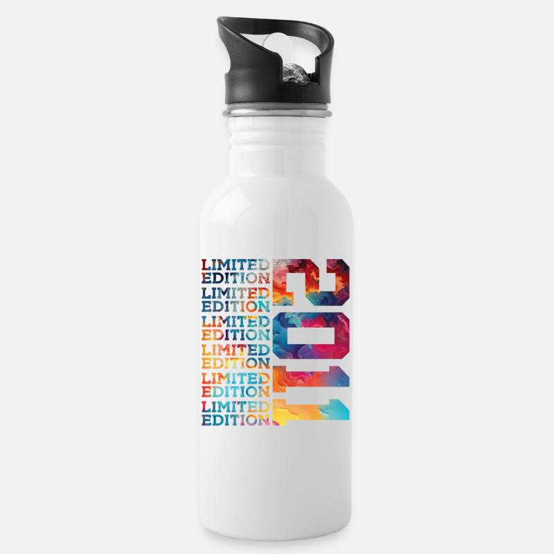 LIMITED EDITION 2011 14 JAHRE 14. GEBURTSTAG - Trinkflasche mit integriertem Trinkhalm - Weiß