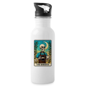 The Bone Barista with Moon Motifs - Water bottle with straw - white - Right