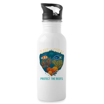 Save the corals Protect the reefs - Water bottle with straw - white - Right