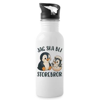 Großer Bruder, ich werde ein großer Bruder - Pinguin - Trinkflasche mit integriertem Trinkhalm - Weiß - Rechts