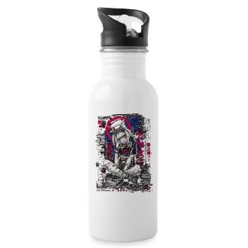 Cyberpunk Mädchen mit Graffiti-Design - Trinkflasche mit integriertem Trinkhalm - Weiß - Rechts