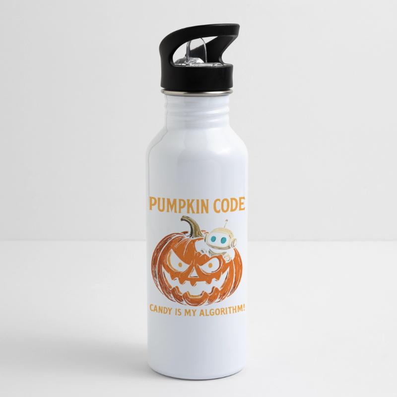 Pumpkin Code: Candy is My Algorithm ! Trinkflasche mit integriertem Trinkhalm