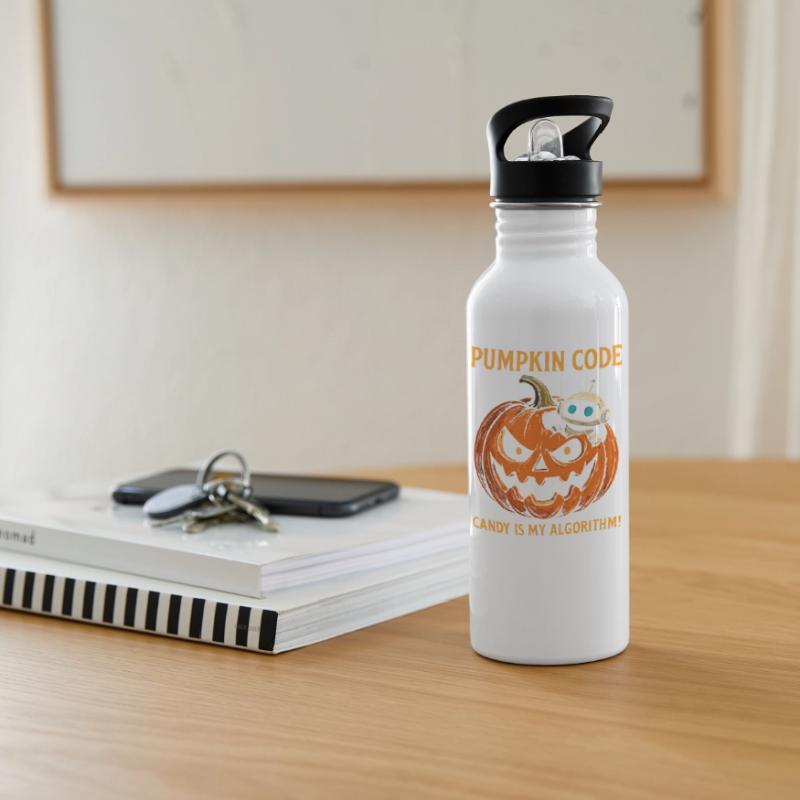 Pumpkin Code: Candy is My Algorithm ! Trinkflasche mit integriertem Trinkhalm