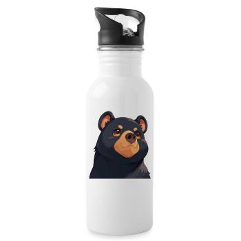 Sun Bear Malay Bear - Water bottle with straw - white - Right