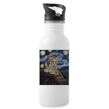 Lynx style Van Gogh étoilé - Gourde avec paille intégrée - blanc - Droite
