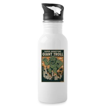 Der riesige Troll in der Stadt ist supernervig - Trinkflasche mit integriertem Trinkhalm - Weiß - Rechts