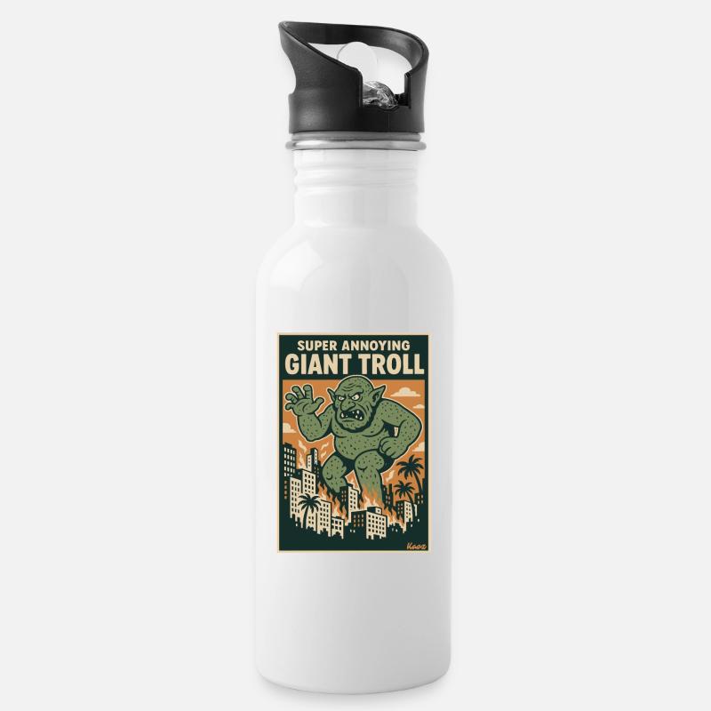 Der riesige Troll in der Stadt ist supernervig - Trinkflasche mit integriertem Trinkhalm - Weiß