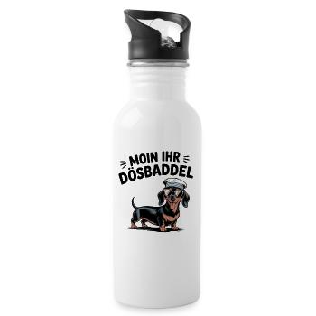Moin your idiot dachshund sailor saying - Water bottle with straw - white - Right