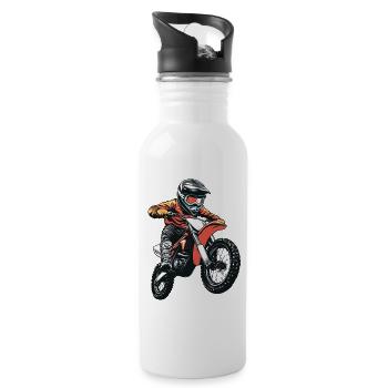 Motocross - Trinkflasche mit integriertem Trinkhalm - Weiß - Rechts