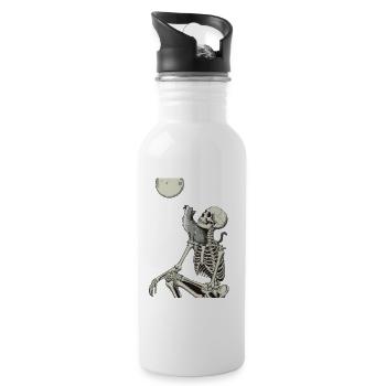 Moonlit night with skeleton and cat - Water bottle with straw - white - Right