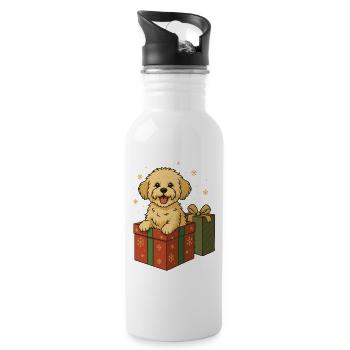 Noël Maltipoo – Un chien dans un cadeau 🎁 - Gourde avec paille intégrée - blanc - Droite