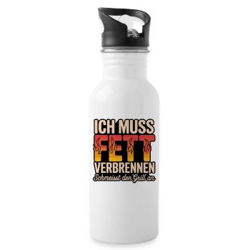 I need to burn fat, fire up the grill - Water bottle with straw - white - Right