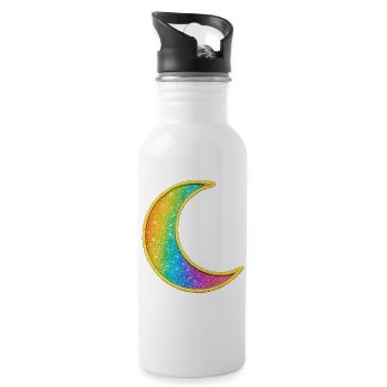 Conception de paillettes de lune arc-en-ciel - Gourde avec paille intégrée - blanc - Droite