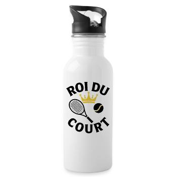 Roi du Court Cadeau Joueur de Tennis - Gourde avec paille intégrée - blanc - Droite