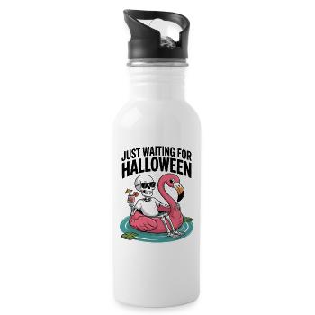 Sommerween: Wait for Halloween with Skeleton - Water bottle with straw - white - Right