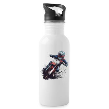 Pilote de sport automobile sur moto - Gourde avec paille intégrée - blanc - Droite