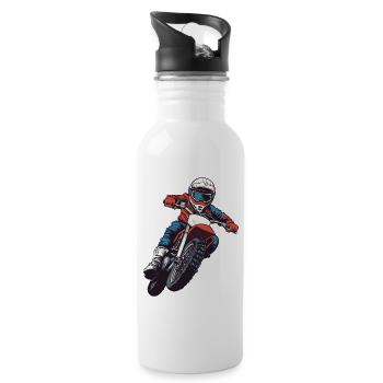 Adrenaline motorcyclist - Water bottle with straw - white - Right