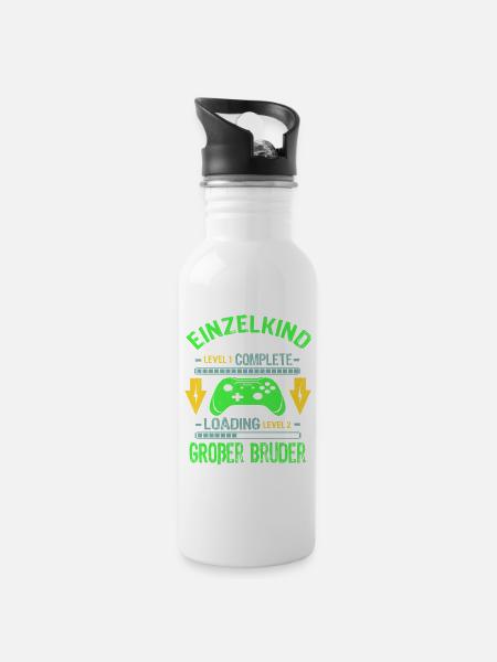 Einzelkind Complete - Loading Großer Bruder 2026 - Trinkflasche mit integriertem Trinkhalm - Weiß