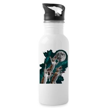 Moonlit Night with Wild Thylacines Tasmanian Tiger - Water bottle with straw - white - Right