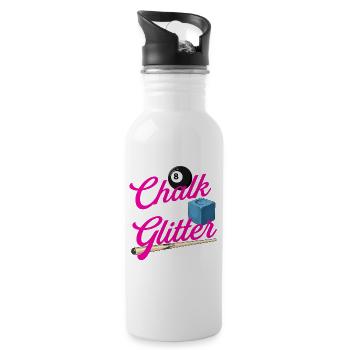 Kreide ist mein Glitzer - Billard Zitat Queue Sport - Trinkflasche mit integriertem Trinkhalm - Weiß - Rechts