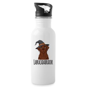 Labracadabrador witch hat design - Water bottle with straw - white - Right