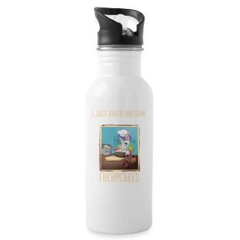Einhorn Shut Fucupcakes Lustig - Trinkflasche mit integriertem Trinkhalm - Weiß - Rechts