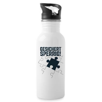 Secured Bulky – Déclaration de puzzle urbain - Gourde avec paille intégrée - blanc - Droite