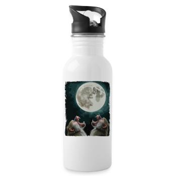 Mond und Pavian Nachthimmel - Trinkflasche mit integriertem Trinkhalm - Weiß - Rechts