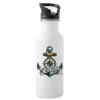 Motif vintage maritime Anchor Hold Solid - Gourde avec paille intégrée - blanc - Droite