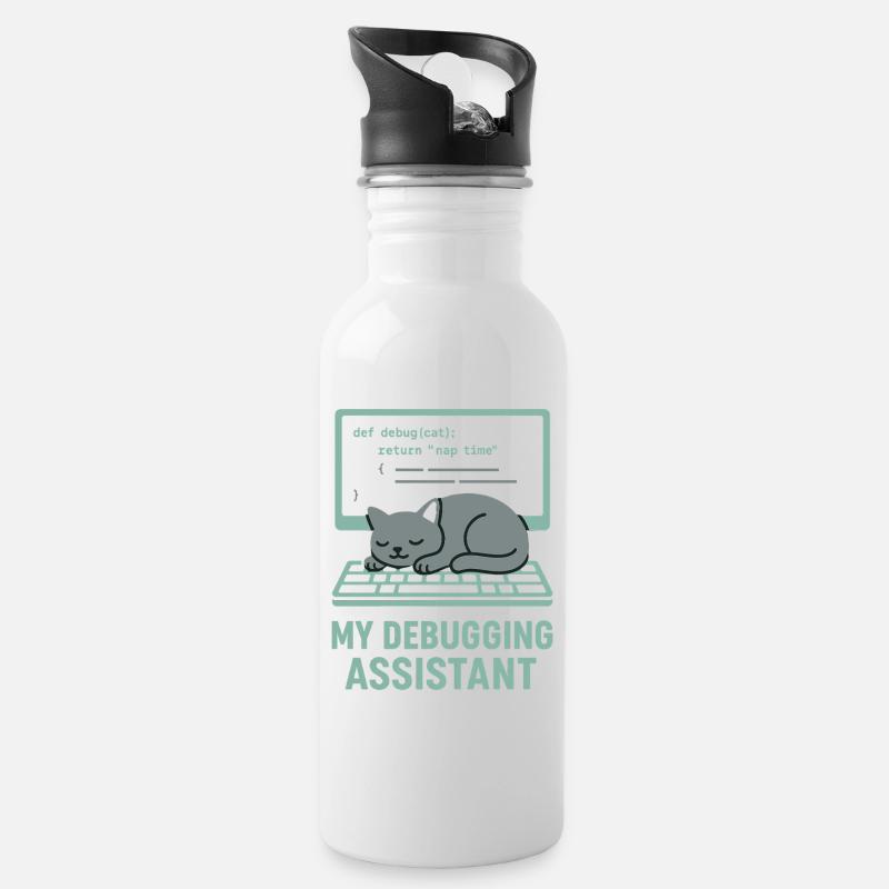 Mon chat assistant de débogage - Gourde avec paille intégrée - blanc