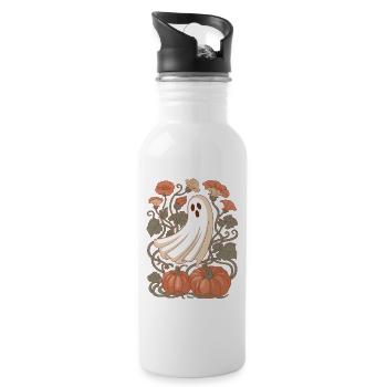 pumpkin flowers autumn ghost Halloween - Water bottle with straw - white - Right