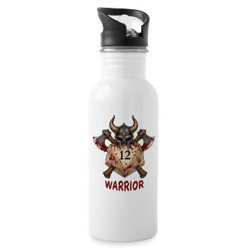 D20 with Knight's Helmet & Axes – Warrior Dice - Water bottle with straw - white - Right