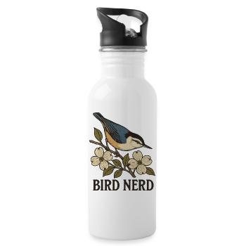 Eleganter blau-schwarzer Singvogel Vogel Nerd - Trinkflasche mit integriertem Trinkhalm - Weiß - Rechts