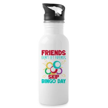 Jeu de bingo Amis, ne laissez pas passer le bingo - Gourde avec paille intégrée - blanc - Droite