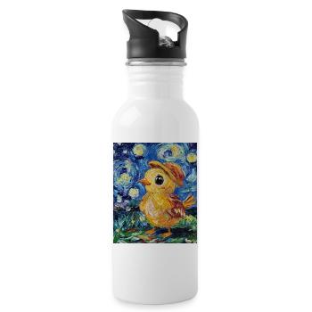 Poussin Poulet Coq Style Van Gogh Étoilé - Gourde avec paille intégrée - blanc - Droite
