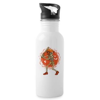 Skelett Baseballspieler gruselig Halloween - Trinkflasche mit integriertem Trinkhalm - Weiß - Rechts
