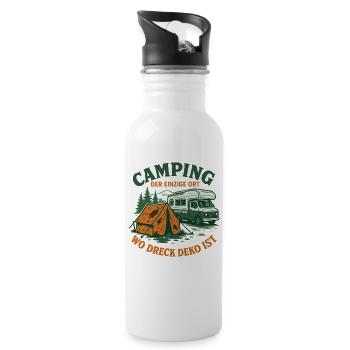 Camping the only place where dirt is decoration - Water bottle with straw - white - Right