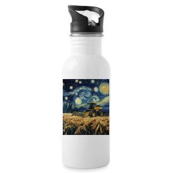 Combine Harvester Farmer Van Gogh Style Starry - Water bottle with straw - white - Right