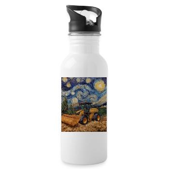 Combine Harvester Farmer Van Gogh Style Starry - Water bottle with straw - white - Right
