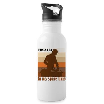 Dinge, die ich in meiner Freizeit mache Humoristische de Cuisine - Trinkflasche mit integriertem Trinkhalm - Weiß - Rechts
