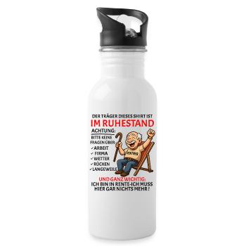Pension Pension Retirement Funny Pensioner - Water bottle with straw - white - Right