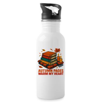 Livres de lecture d’automne Book Lover Bookworm - Gourde avec paille intégrée - blanc - Droite