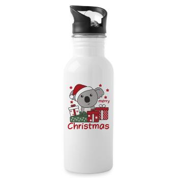 Koala Cadeau de Noël Animaux d'hiver Koalas - Gourde avec paille intégrée - blanc - Droite