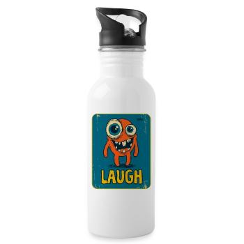 Skurriles Monster - Trinkflasche mit integriertem Trinkhalm - Weiß - Rechts