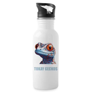 Tokay-Geckos Tokay-Gecko - Trinkflasche mit integriertem Trinkhalm - Weiß - Rechts